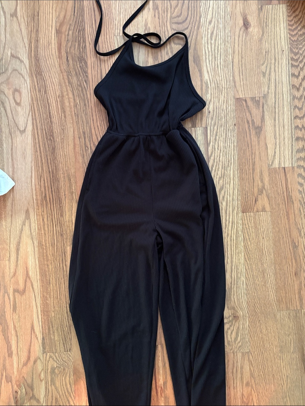 Urban Outfitters Black Ribbed Halter Jumpsuit